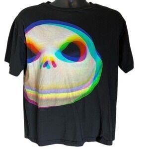 Disney Jack Skelleton Head Nightmare Before Christmas Black Halloween Tee Mens M